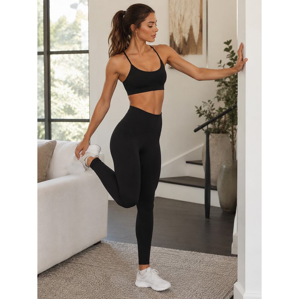 SPANX Black High Waisted Shaping Leggings M Medium Sculpting Slimming Athleisure